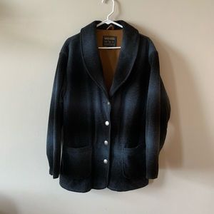 Vintage woolrich ombré striped navy blanket coat